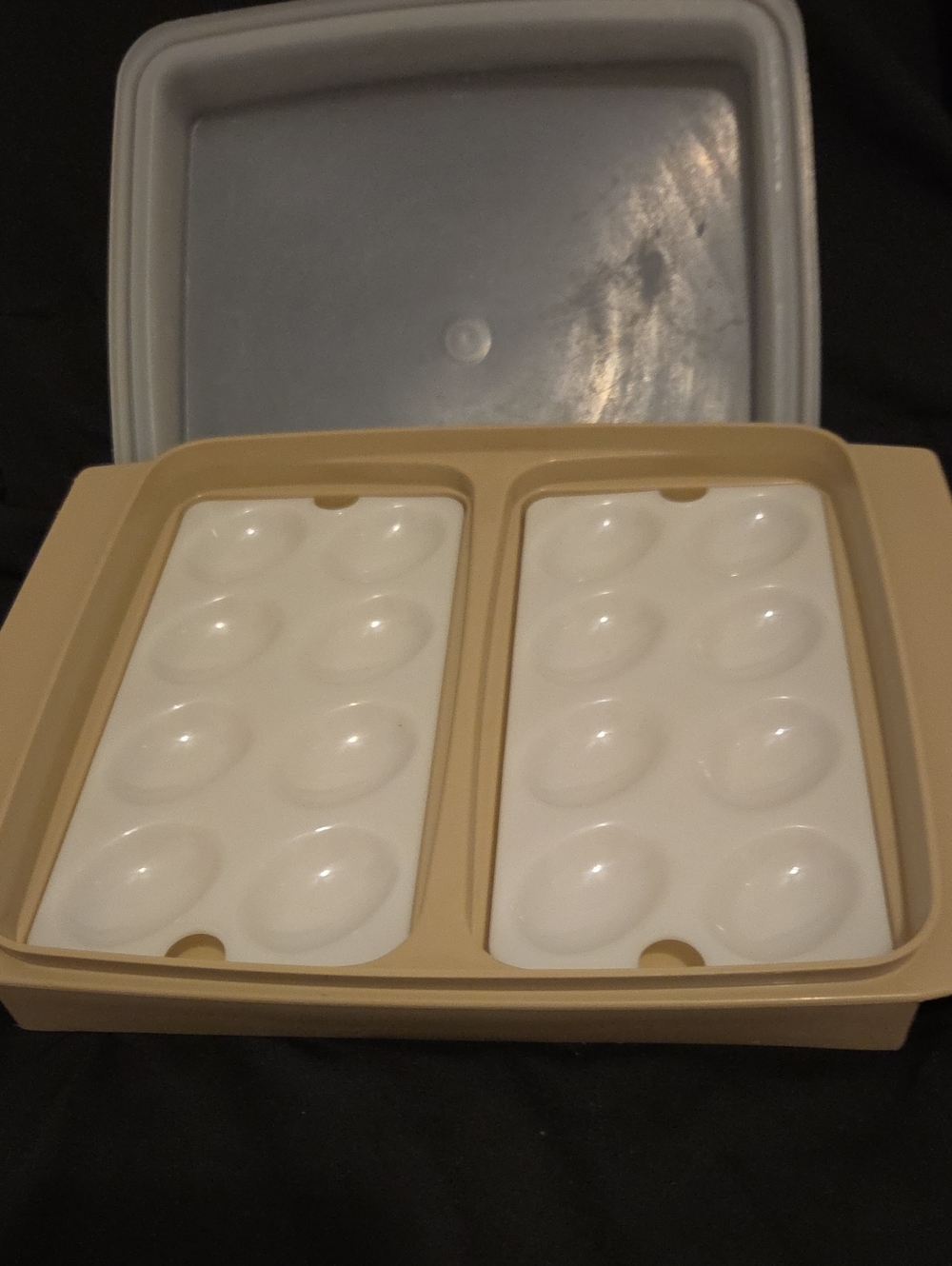 Tupperware Egg Carrier in Cream and White